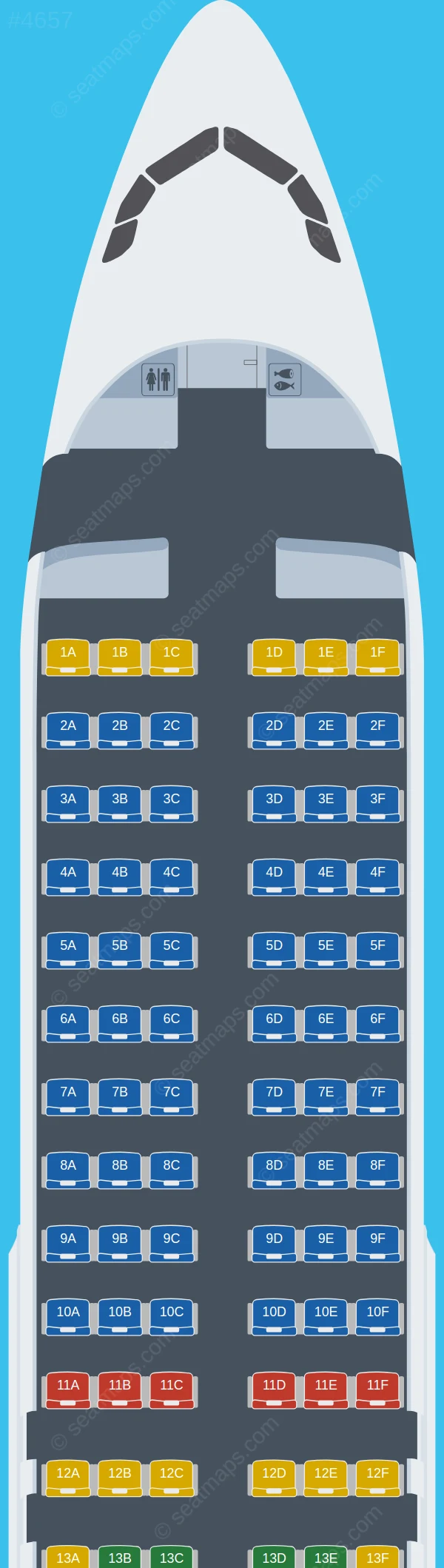 Fly2Sky Airbus A320-200 V.1 seatmap preview