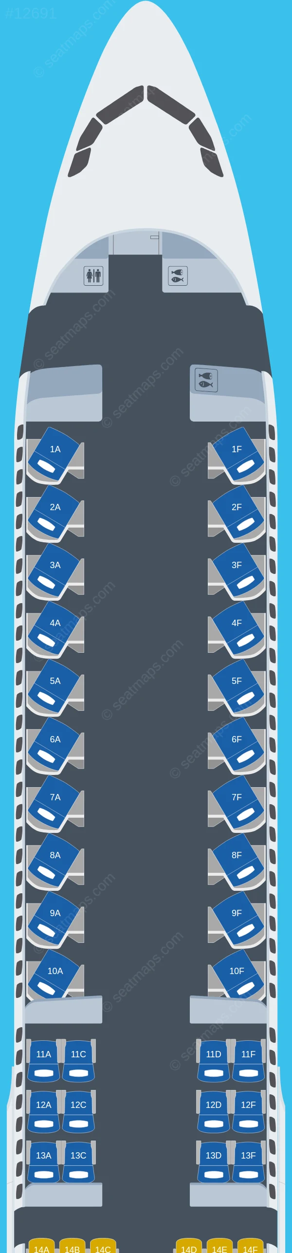American Airlines Airbus A321neo XLR seatmap preview