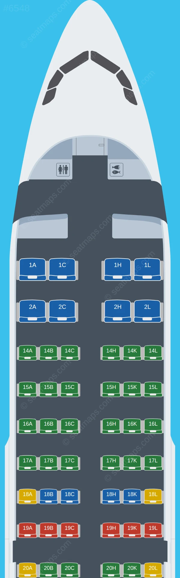 AZAL Azerbaijan Airlines Airbus A319-100 V.1 seatmap preview