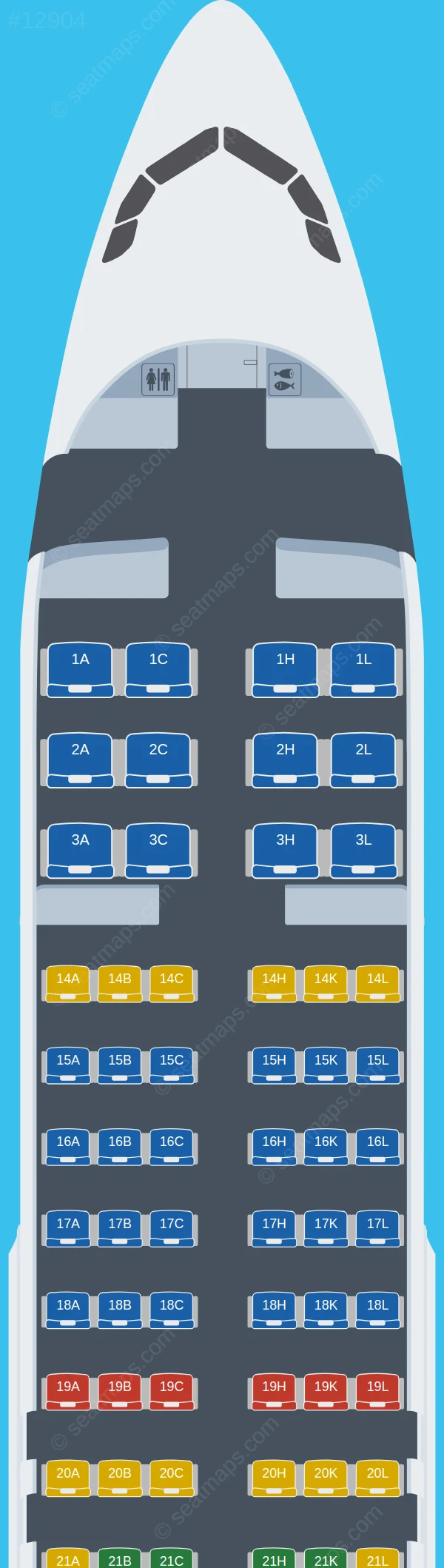 AZAL Azerbaijan Airlines Airbus A320-200 V.3 seatmap preview