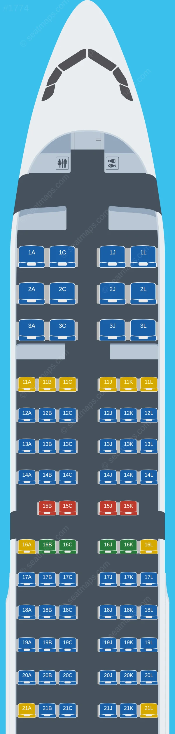 Air China Airbus A321-200 V.1 seatmap preview