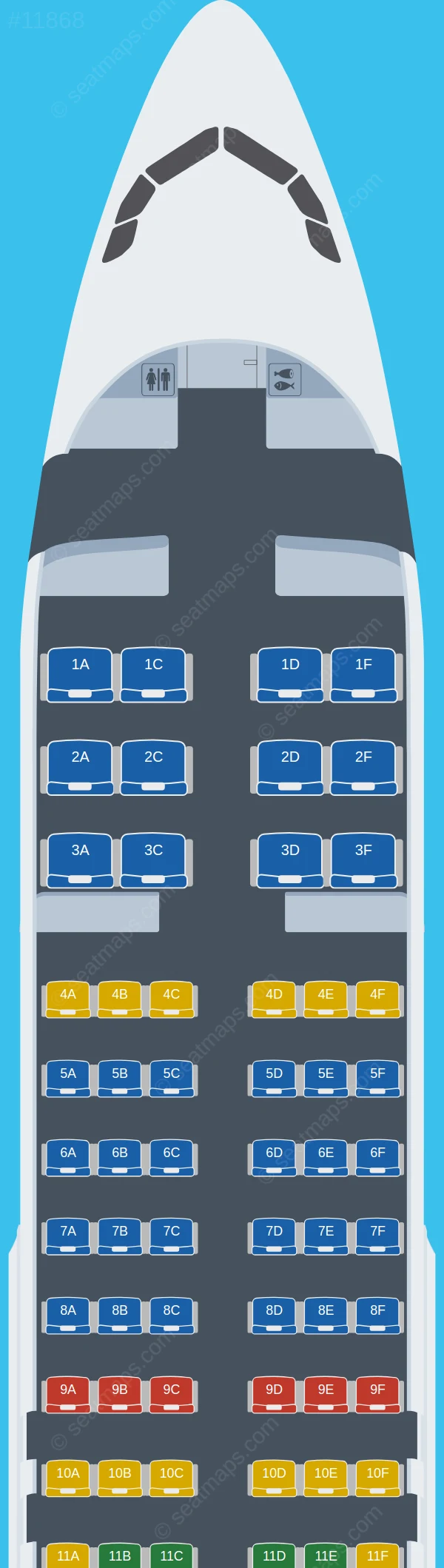 Uganda Airlines Airbus A320-200 seatmap preview