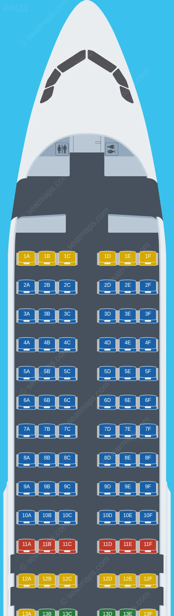 AlMasria Universal Airlines Airbus A320-200 seatmap preview