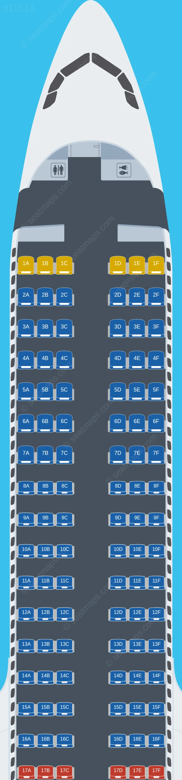 LATAM Airlines Brasil Airbus A321neo seatmap preview