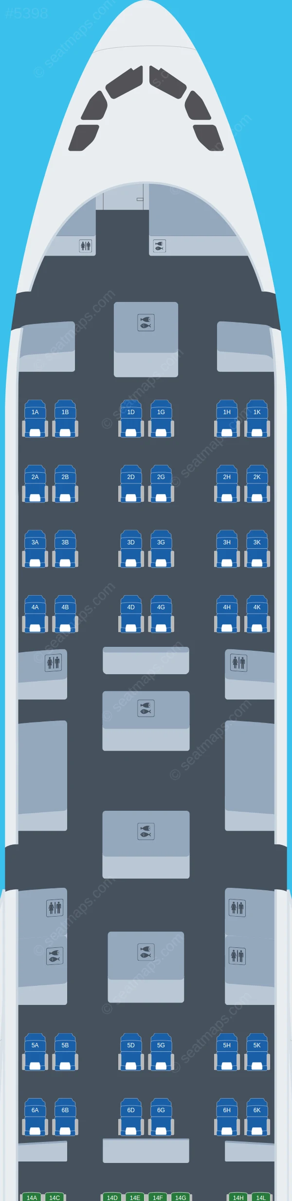 AZAL Azerbaijan Airlines Airbus A340-500 seatmap preview