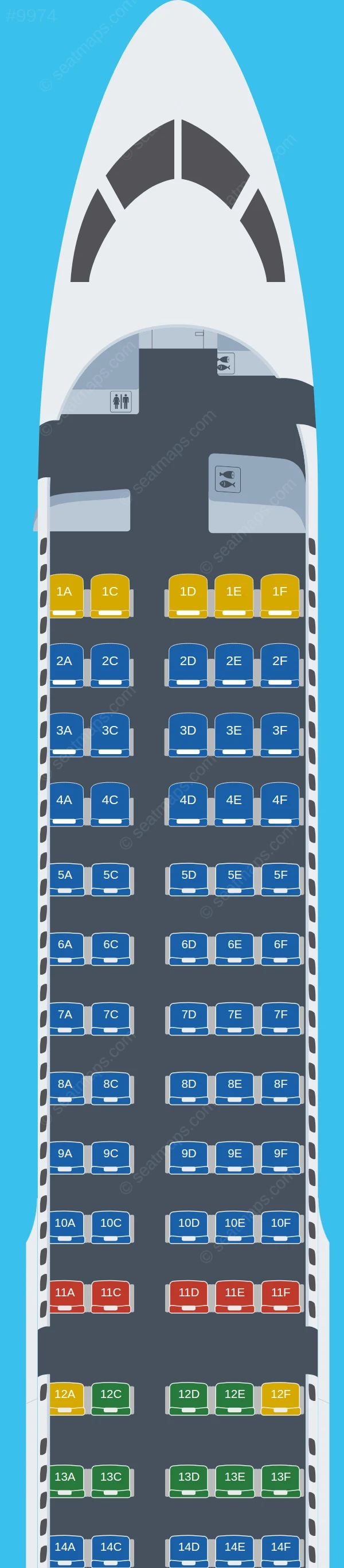 JetBlue Airways Airbus A220-300 seatmap preview