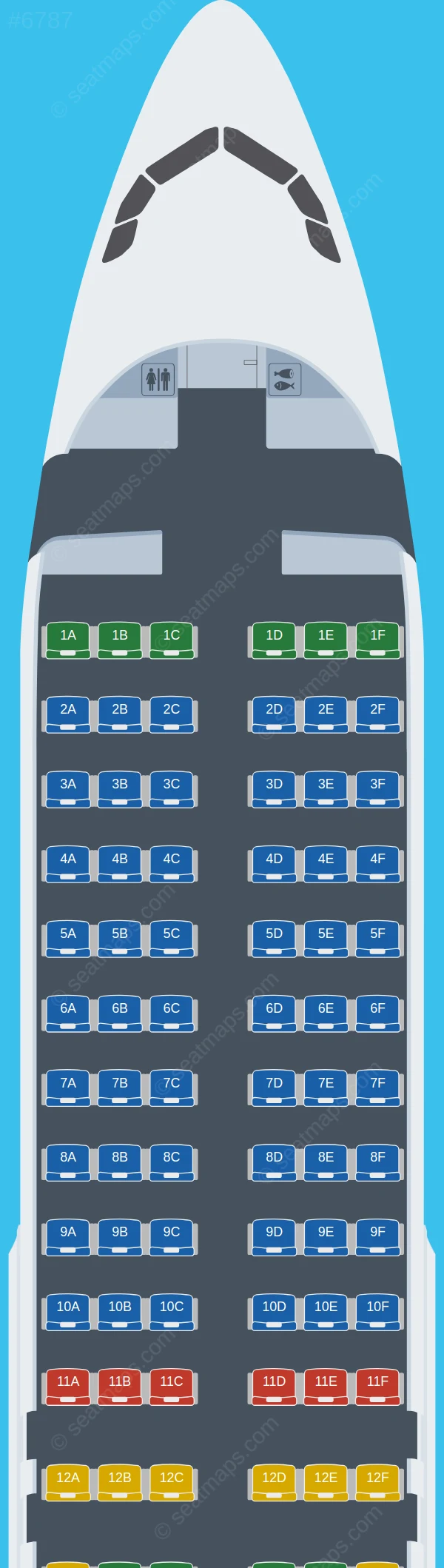 Aruba Airlines Airbus A320-200 seatmap preview