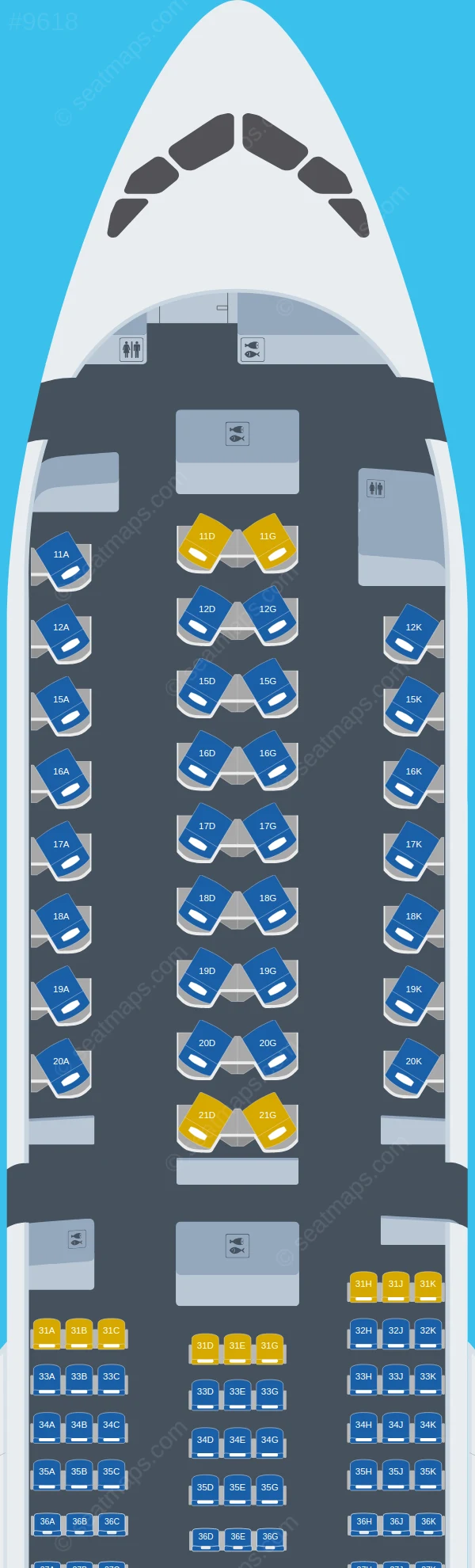 Fiji Airways Airbus A350-900 seatmap preview