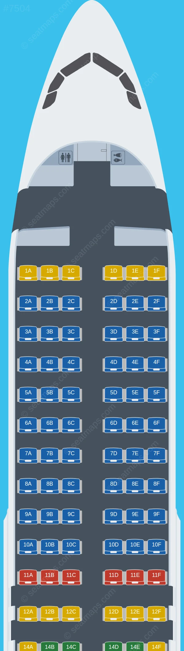Trade Air Airbus A320-200 seatmap preview