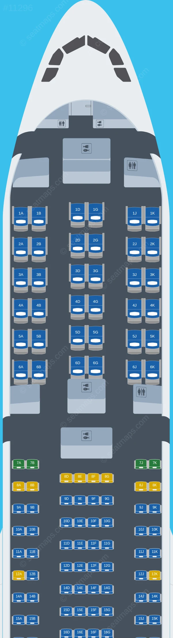 flyCAA Airbus A330-300 seatmap preview
