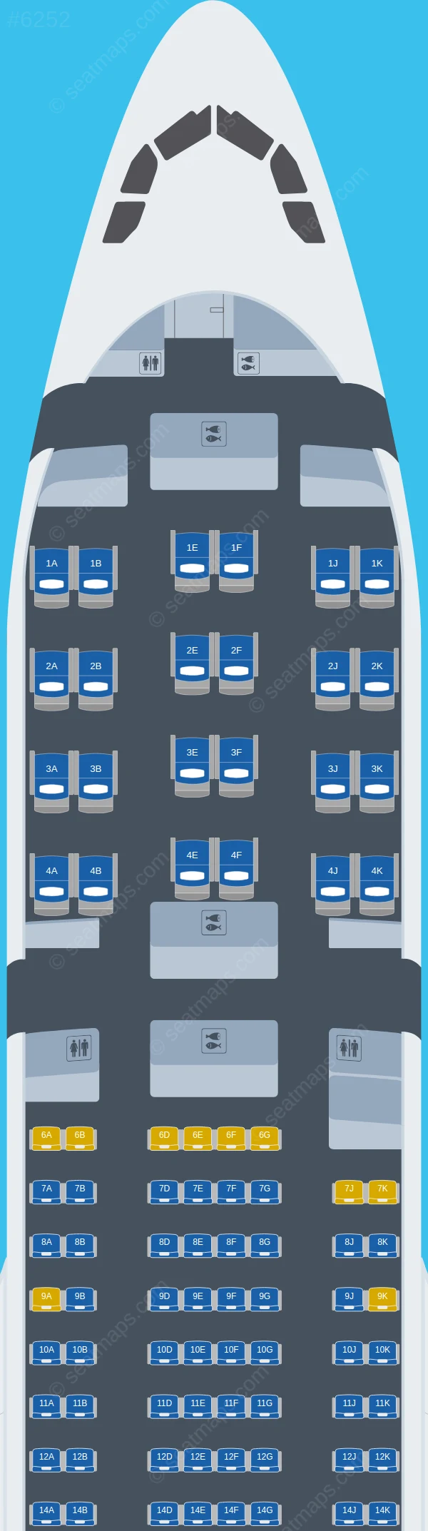 Tunisair Airbus A330-200 seatmap preview